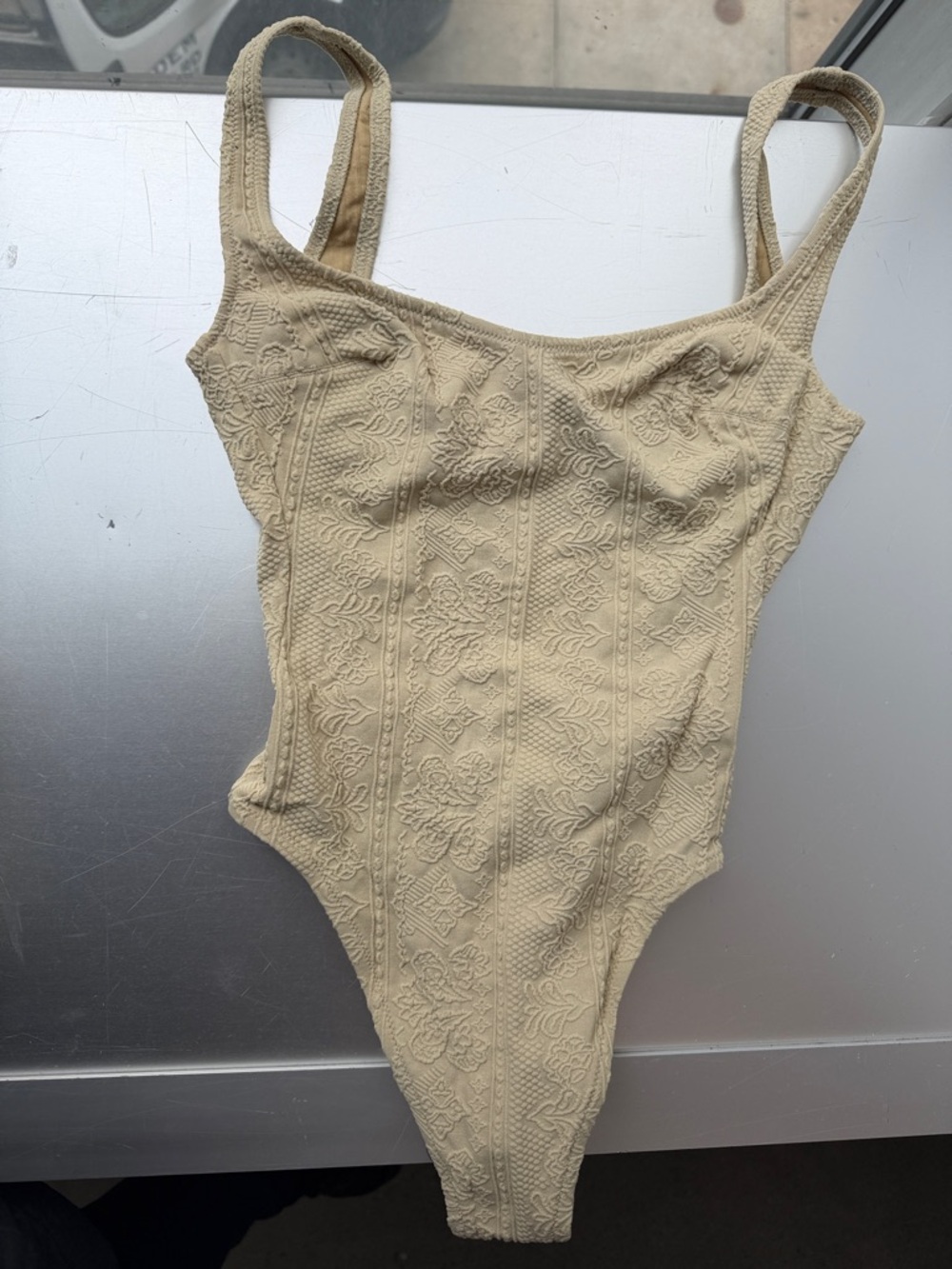 La Perla Cream Textured One-Piece Bodysuit size 40 IT XS